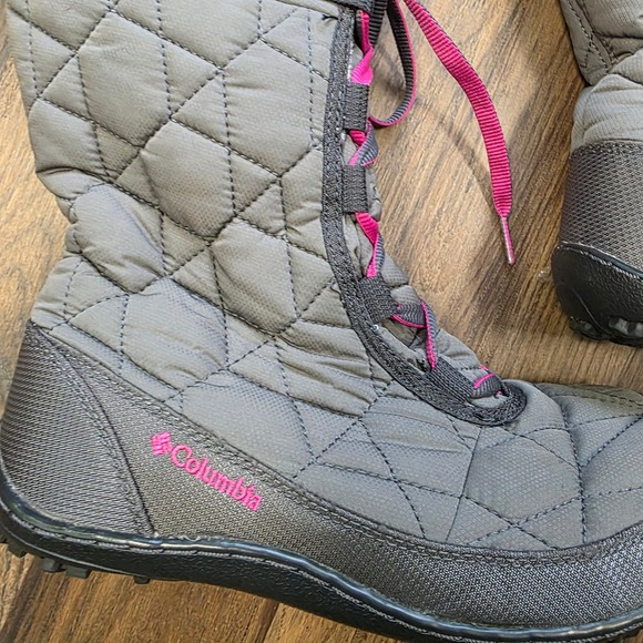 Columbia women's 6 Winter Snow Boots Waterproof Insulated Omni Pink Gray Granola - Picture 5 of 9